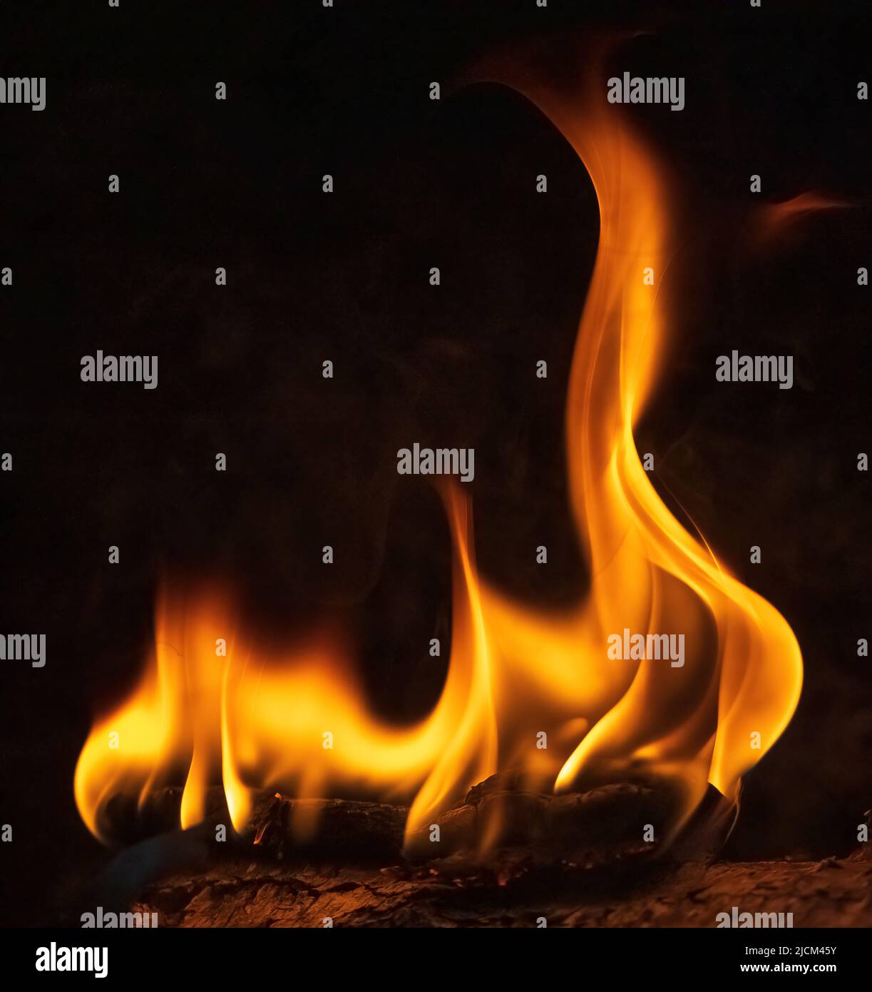 Fire flames abstract on black background, fire art Stock Photo