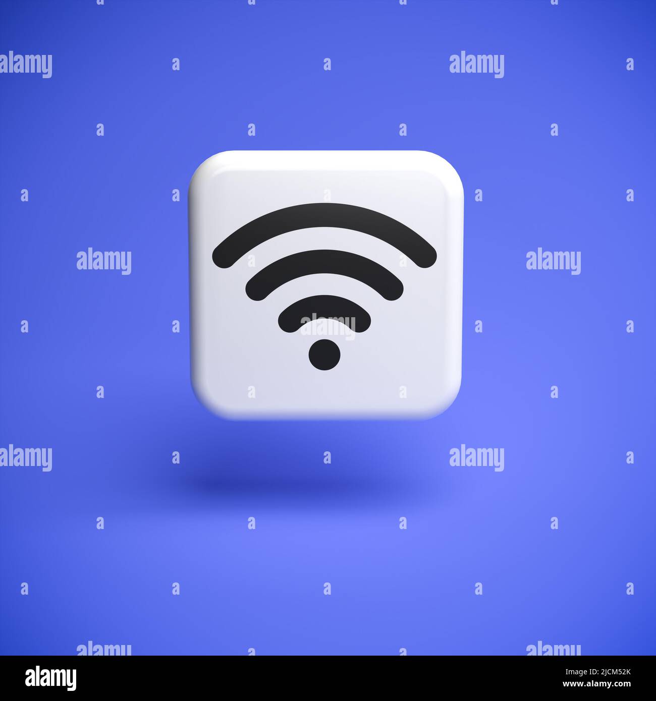 A Wifi Logo hovering over a seamless blue background Stock Photo
