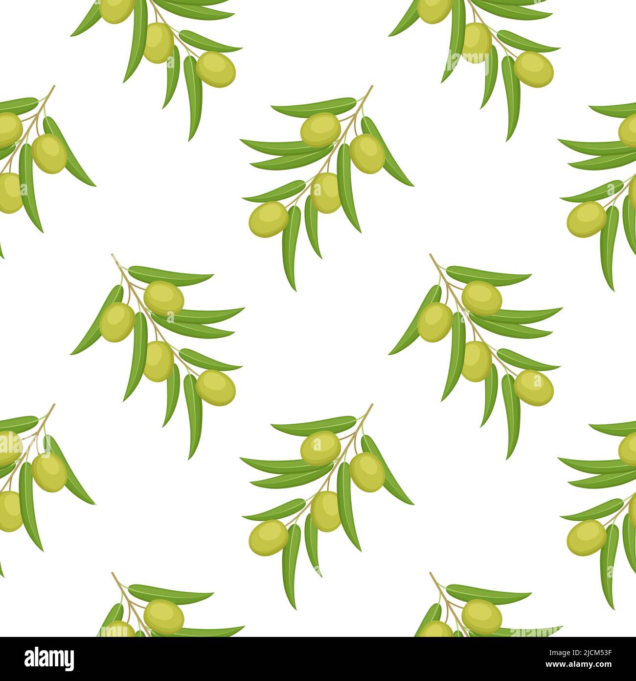 Seamless pattern with green olives on branch. Vector illustration Stock ...