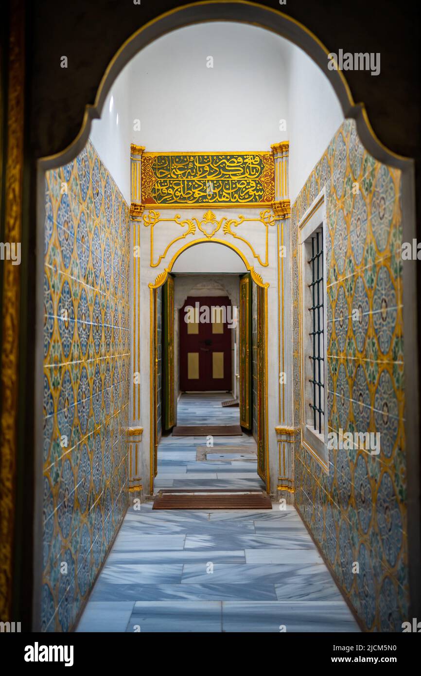 Istanbul, Turkey - May 28, 2022: Interior of Topkapi Palace, detail and ...