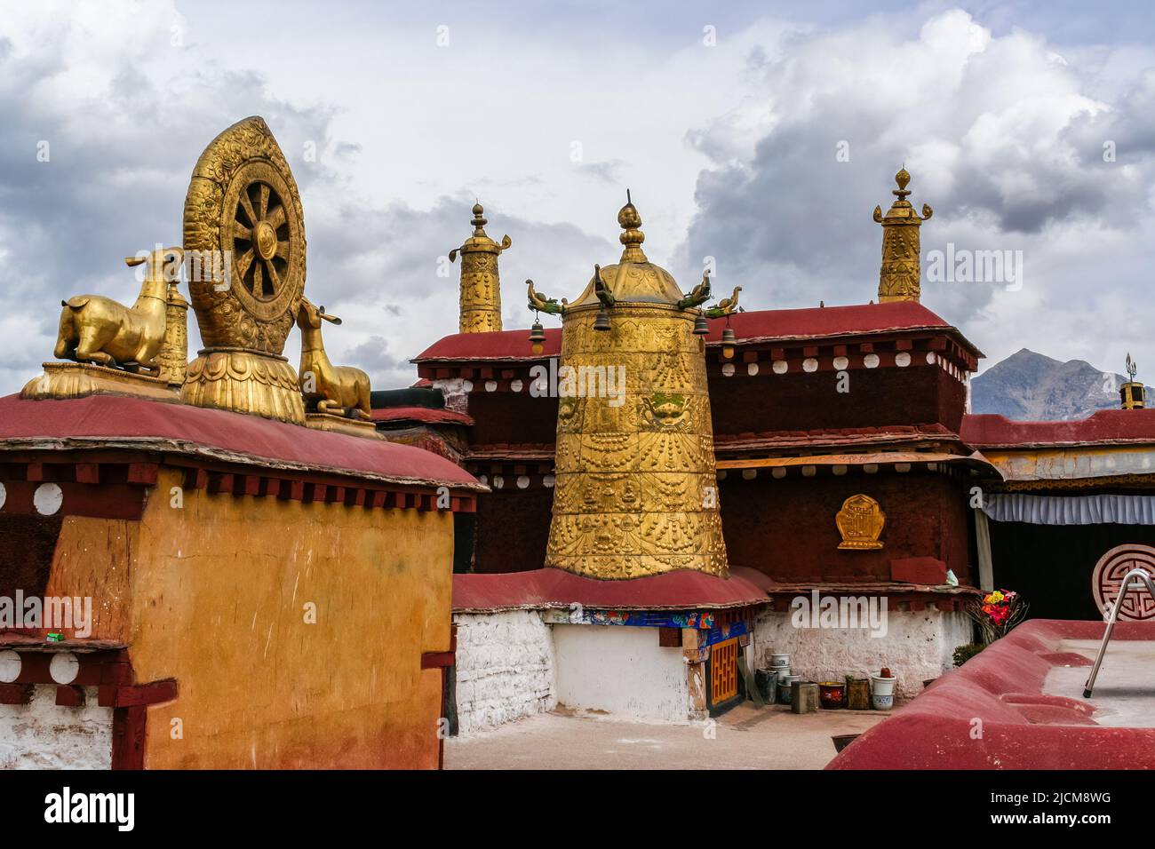 Victory Banner and the Dharma Wheel on the roof of Jokhang Temple in