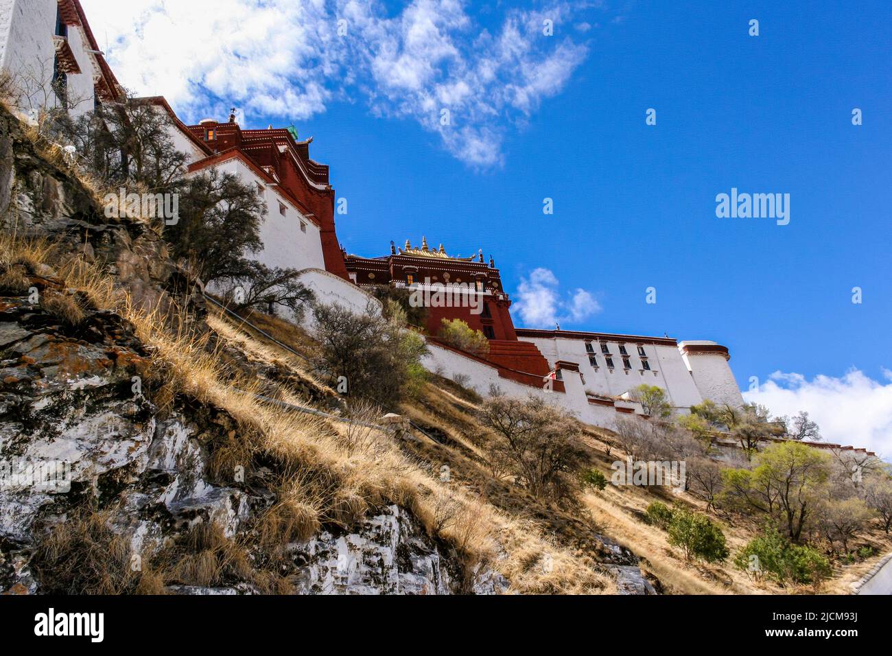 Closeup rear view of some of the buildings of Potala Palace in Lhasa ...
