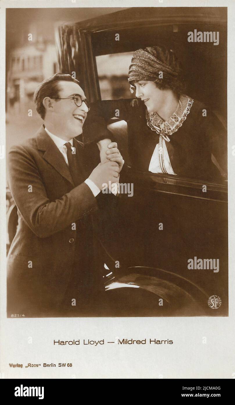 Portrait of Harold Lloyd and Mildred Davis in Safety Last! (1923