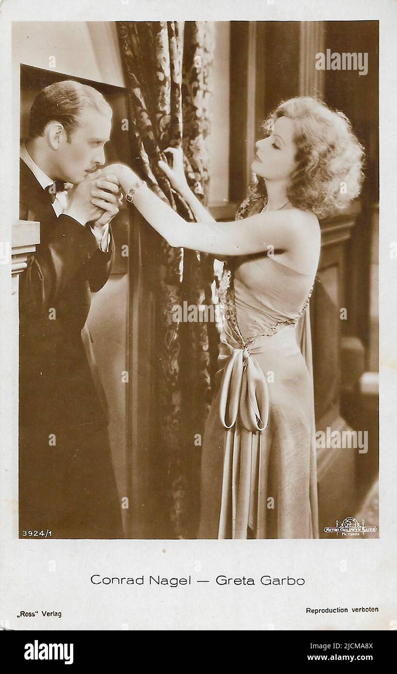 Portrait of Conrad Nagel and Greta Garbo in The Mysterious Lady (1928 ...