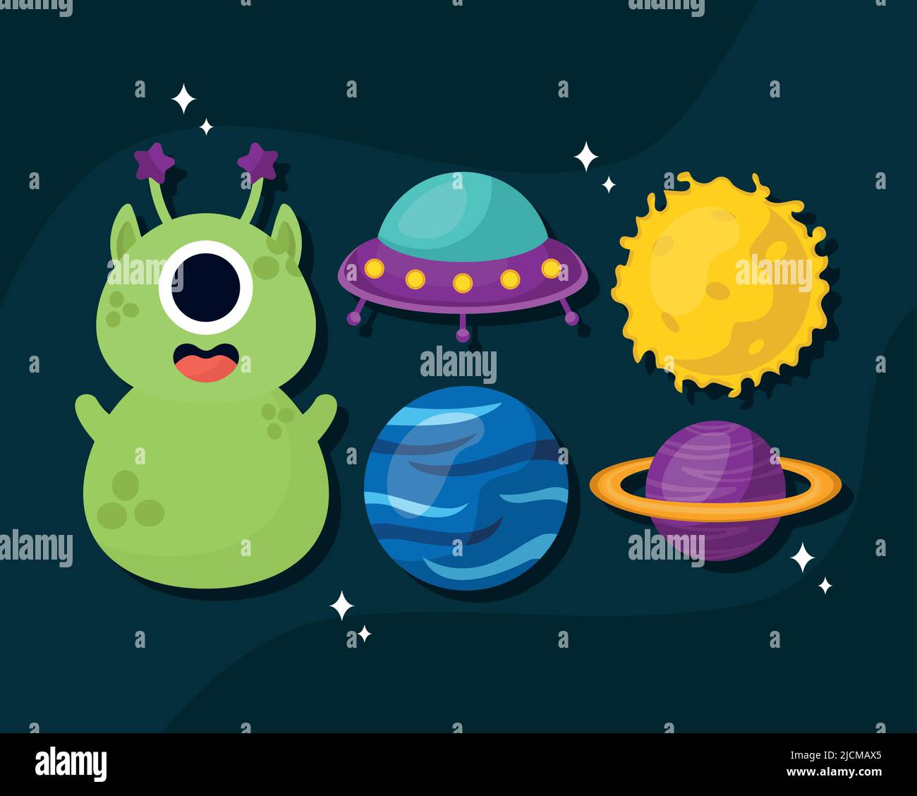 five space icons Stock Vector