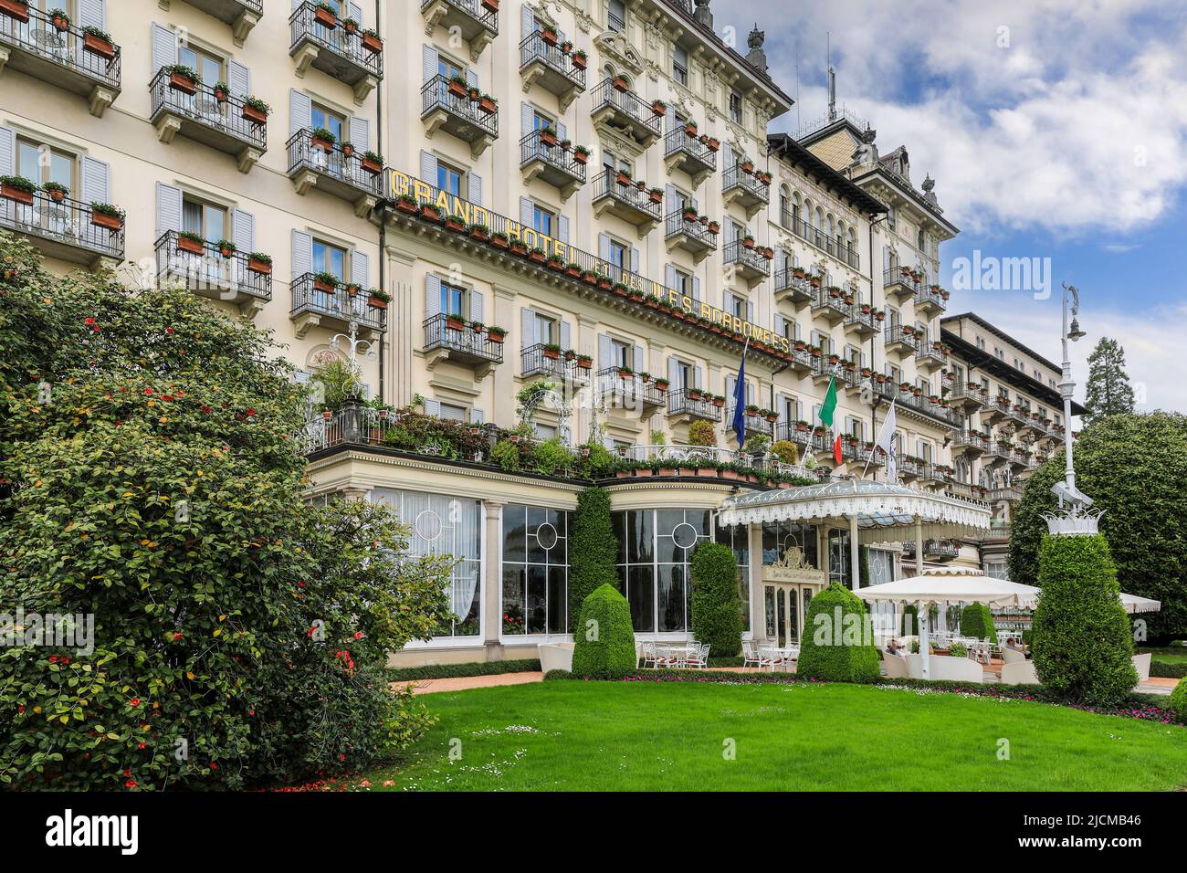 The facade of the Grand Hotel des Iles Borromees, Stresa, Lake Maggiore, Italy Stock Photo
