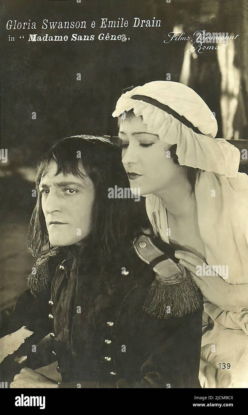 Portrait of Gloria Swanson and Émile Drain in Madame Sans-Gêne - Silent Hollywood era Stock Photo