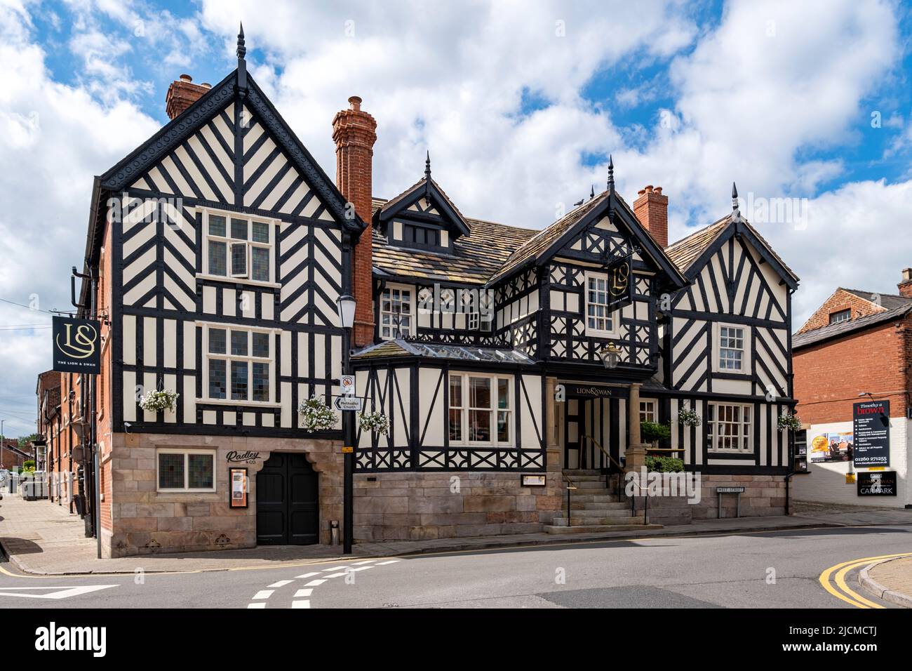 The Lion and Swan hotel in town centre of Congleton Cheshire UK Stock Photo