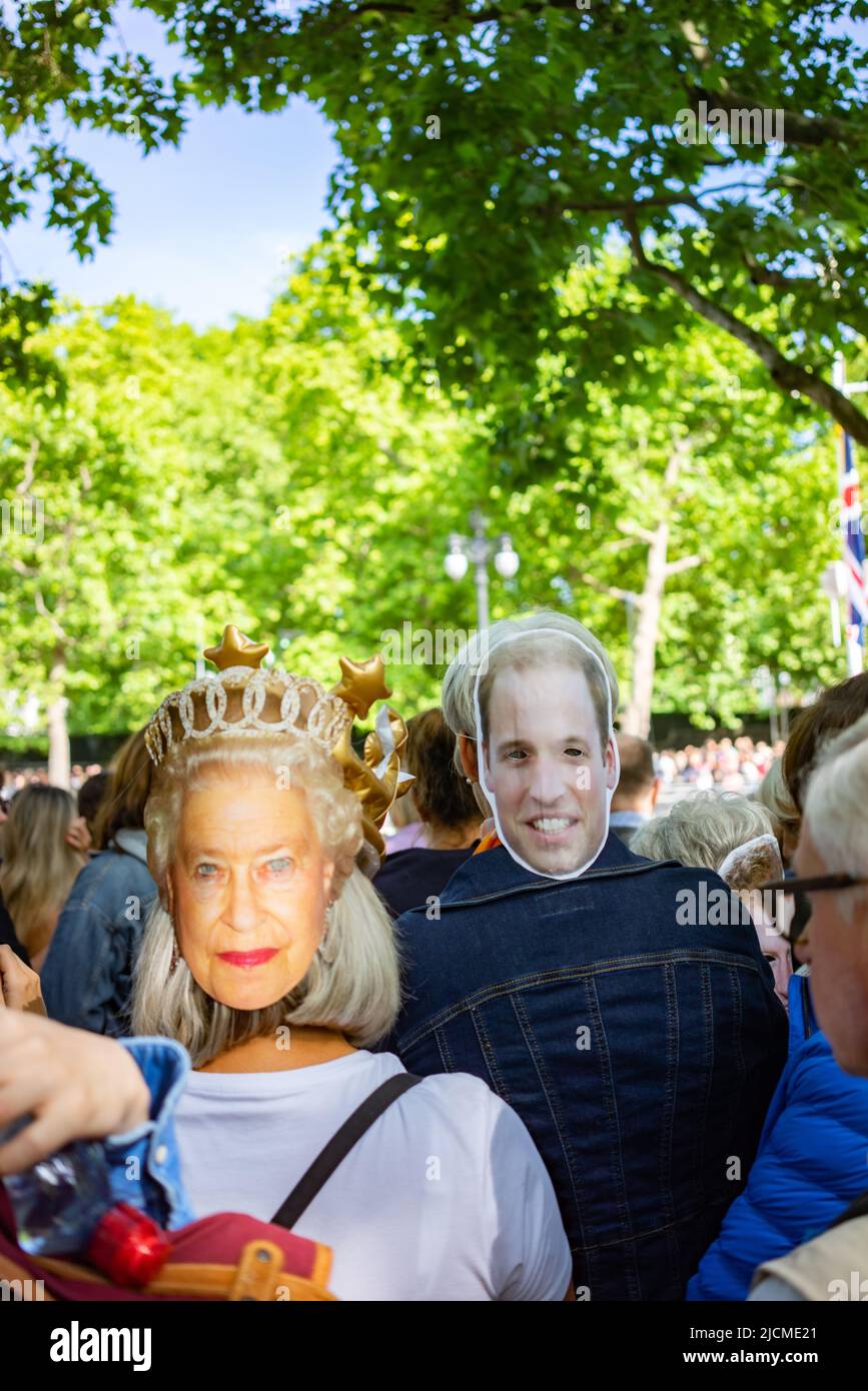 Crowd on The Mall in London, England. The Platinum Jubilee of Queen Elizabeth II is being celebrated in 2022 Stock Photo