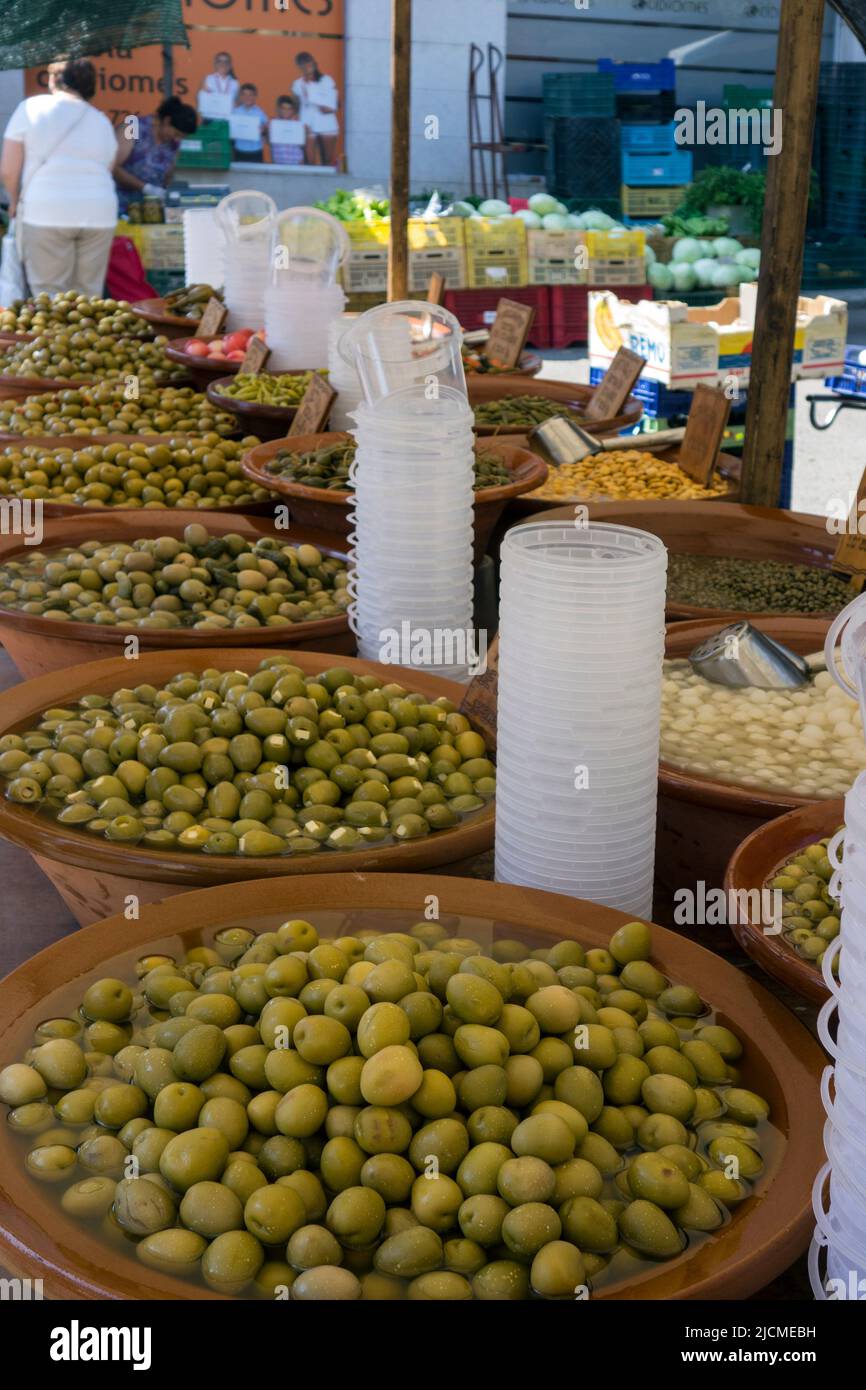 Olives.Street market.Inca village.Mallorca.Spain Stock Photo