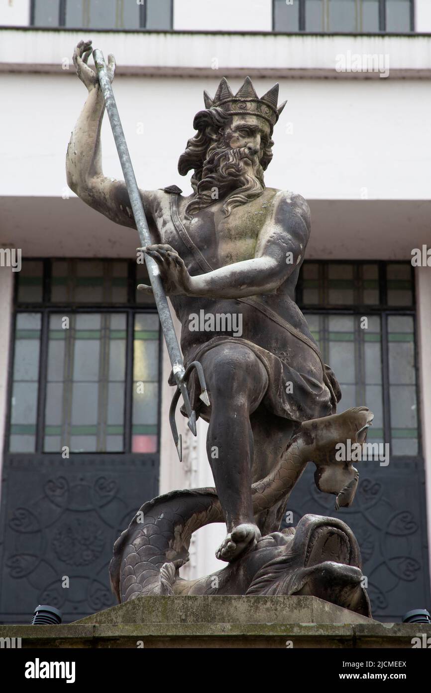Statue of the sea god, Neptune in Durham Market Place, Durham, Englan