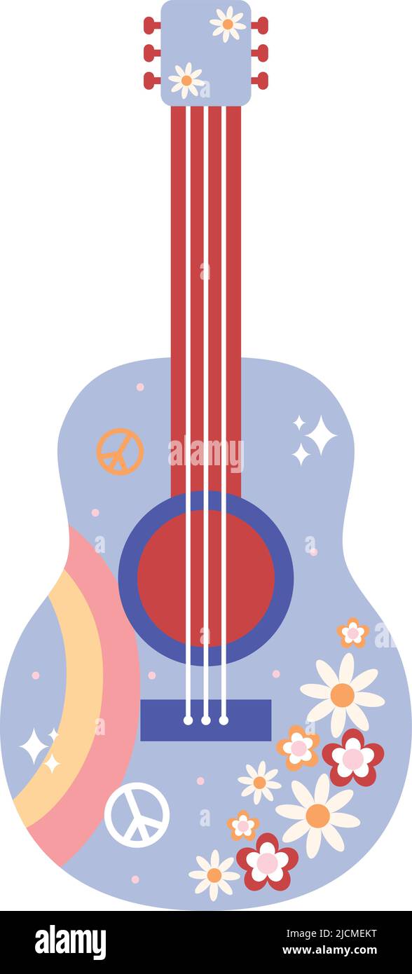 hippie guitar design Stock Vector Image & Art - Alamy