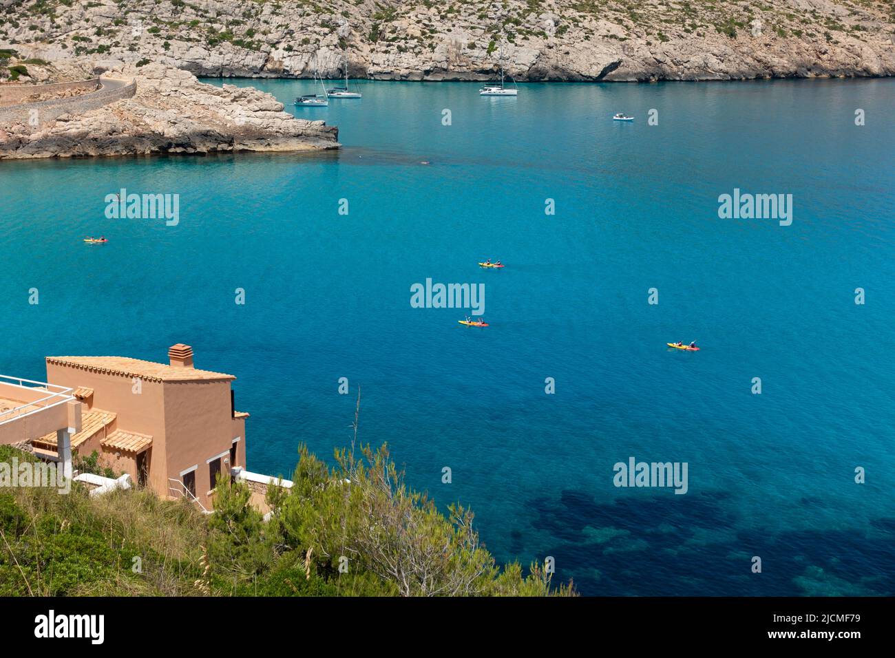 Kayak tour.Cala Sant Vicenc.Mallorca Island.Spain Stock Photo