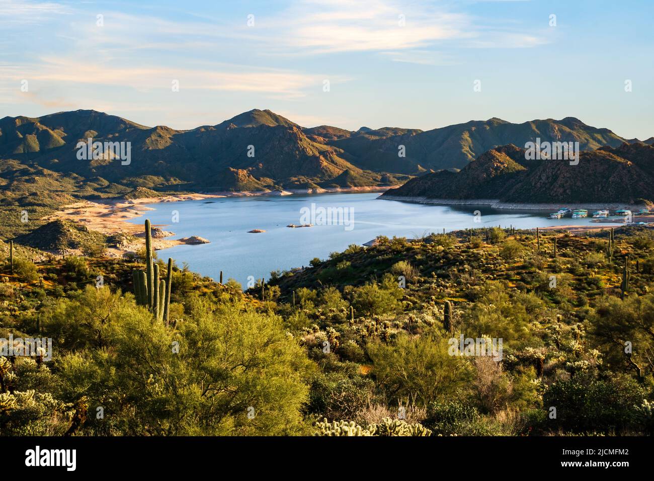 Sunny afternoon view of Bartlett Lake at Tonto National Forest near