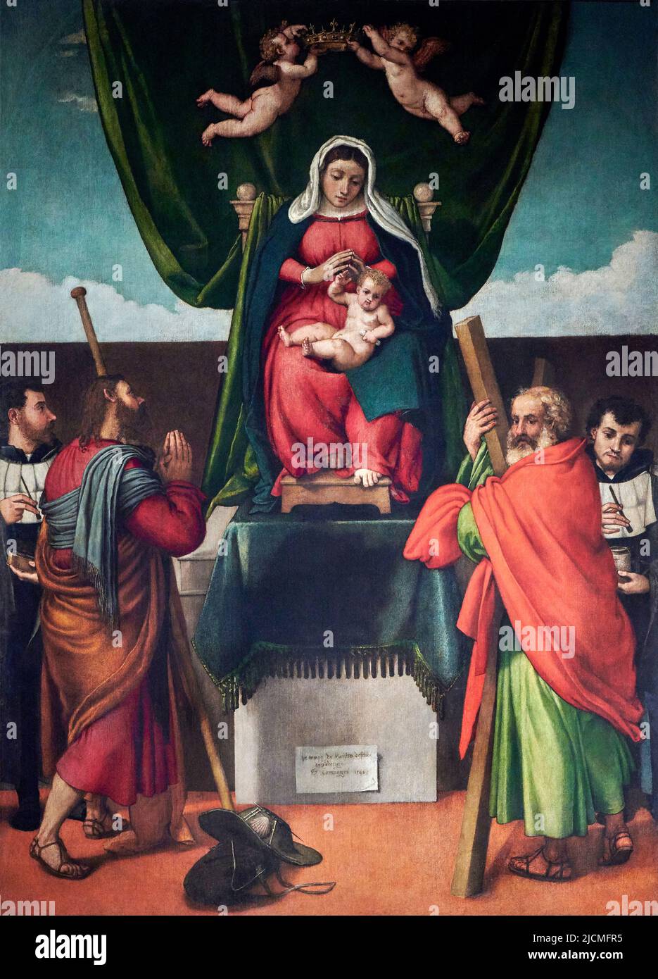 Madonna col Bambino con S. Andrea e due frati serviti olio