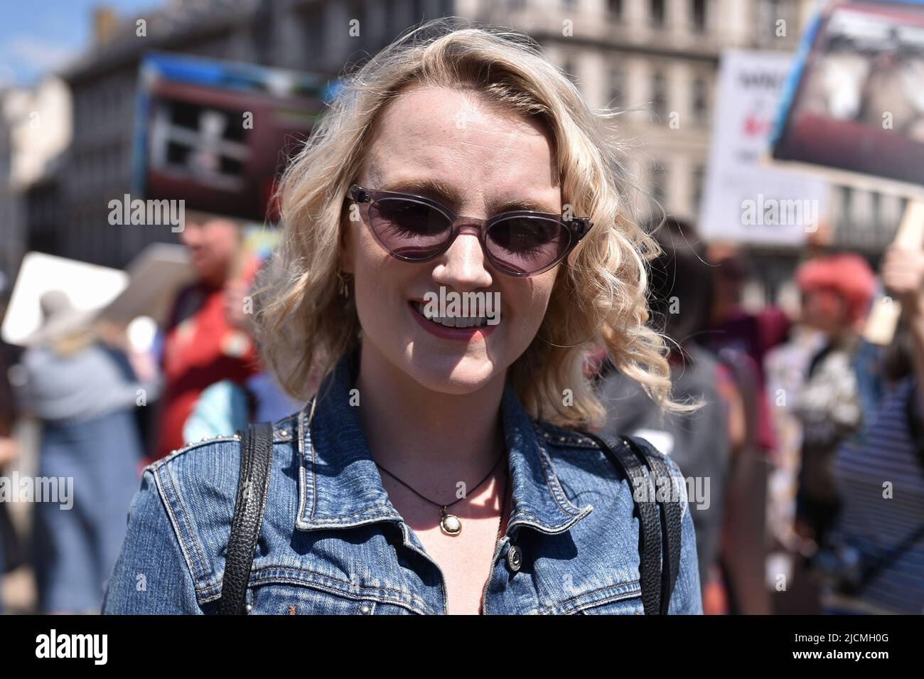 London, England, UK. 14th June, 2022. Actress and activist EVANNA LYNCH is seen at the rally. Activists staged a protest in Parliament Square to call on the UK Government to end live animal exports. (Credit Image: © Thomas Krych/ZUMA Press Wire) Stock Photo