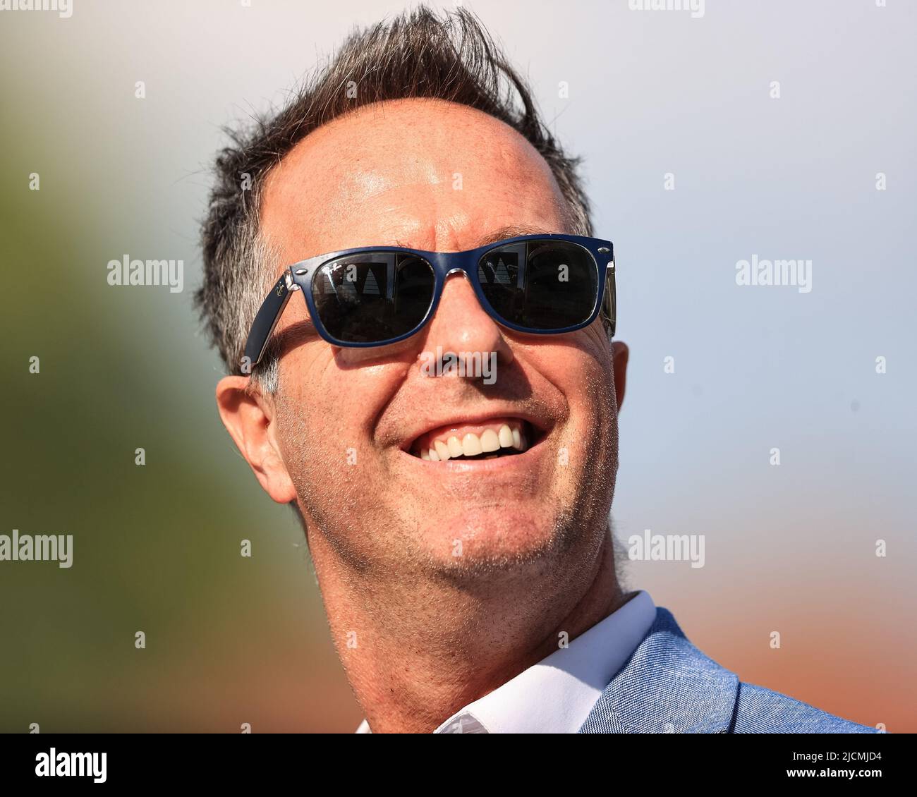 Nottingham, UK. 14th June, 2022. Michael Vaughan full of smiles as England win test in Nottingham, United Kingdom on 6/14/2022. (Photo by Mark Cosgrove/News Images/Sipa USA) Credit: Sipa USA/Alamy Live News Stock Photo