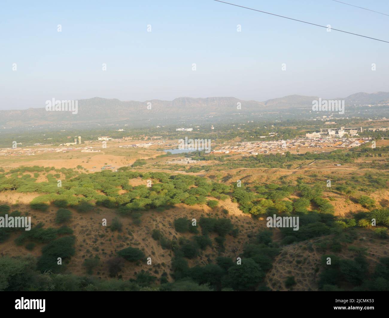 Pushkar City landscape Aerial View from Mountain Stock Photo
