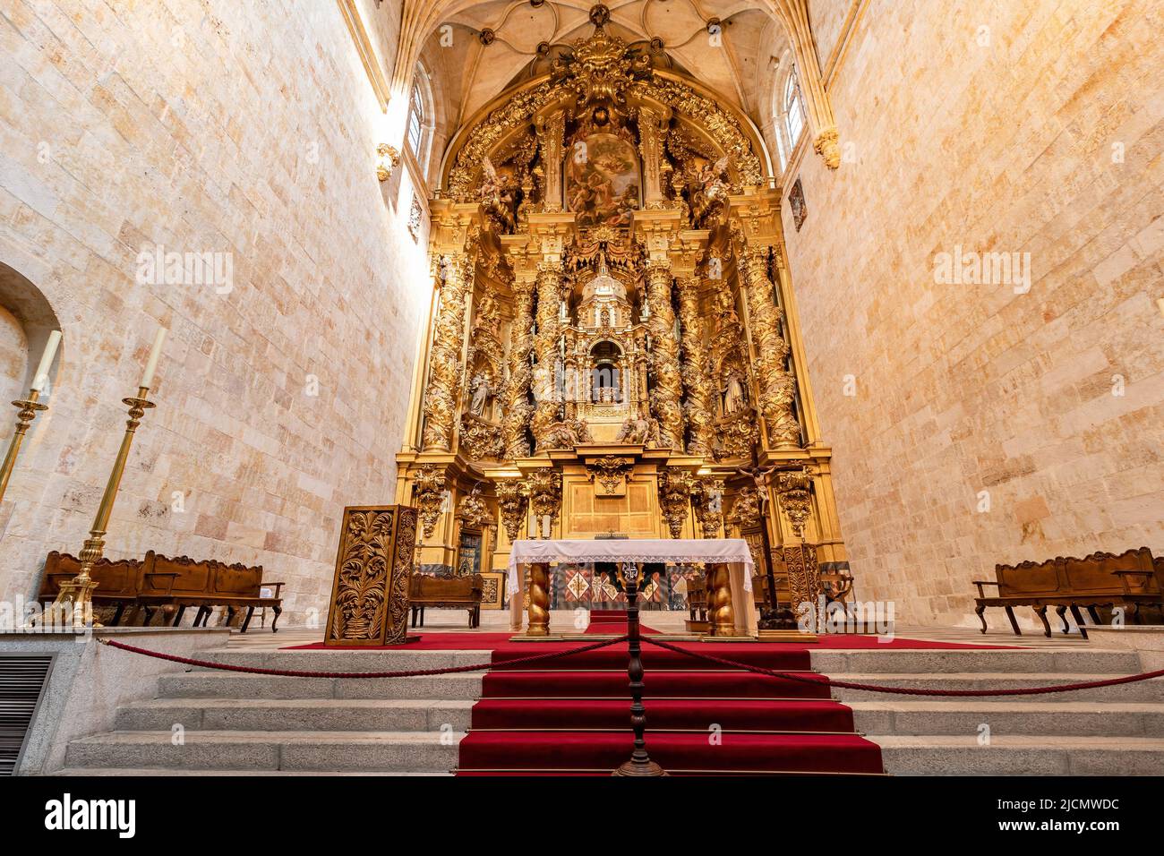 Salamanca - September 10, 2017: The main Altar and altarpiece of the Saint Esteban convent in Salamanca, Castile and Leon, Spain Stock Photo