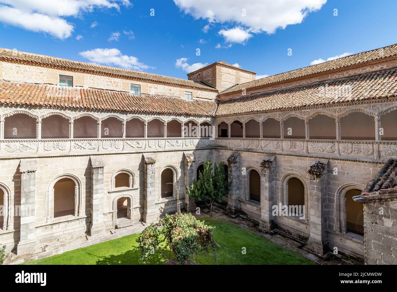 Avila, Spain - September 9, 2017: Cloister of Royal Monastery of Saint Thomas, Real Monasterio de Santo Tomas, is a monastery of the Catholic Monarchs Stock Photo