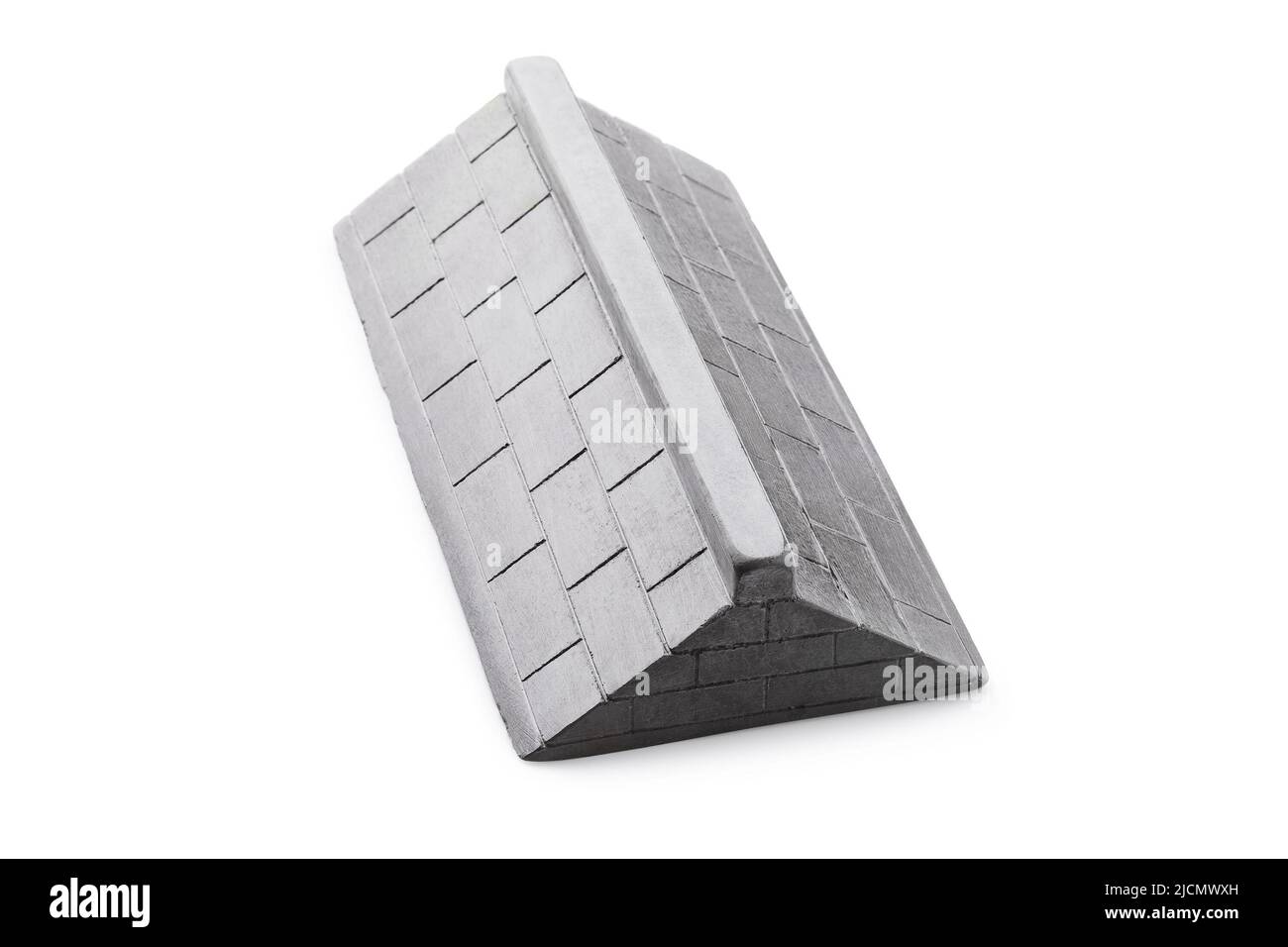 Gray plaster ramp with two sides for fingerboarding, isolated on a white background Stock Photo