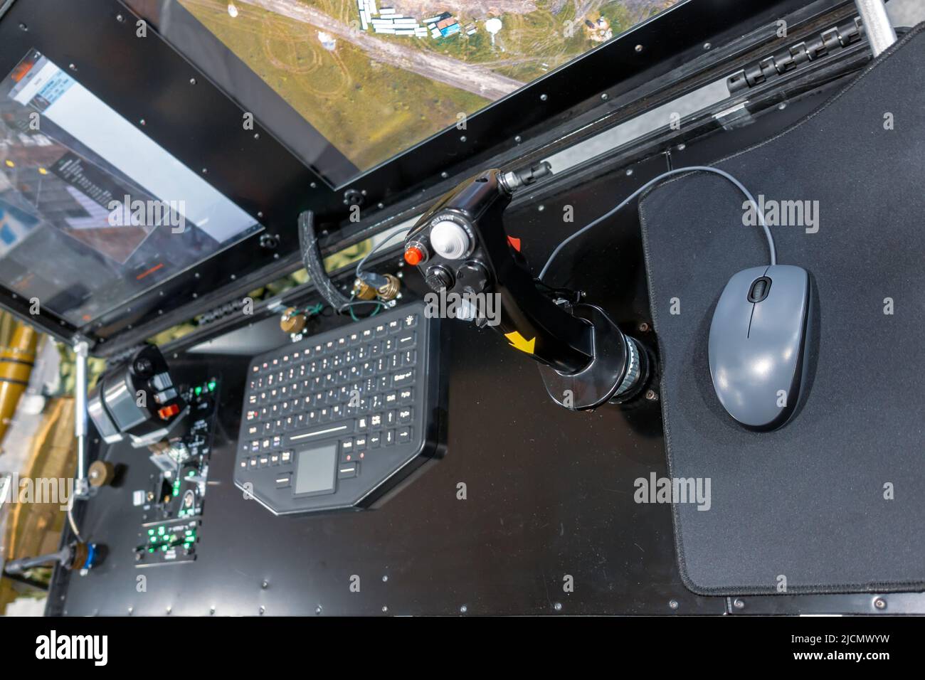 Control panel with joystick for unmanned aerial vehicle. Stock Photo