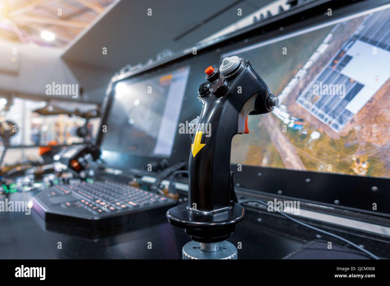 Control panel with joystick for unmanned aerial vehicle. Stock Photo