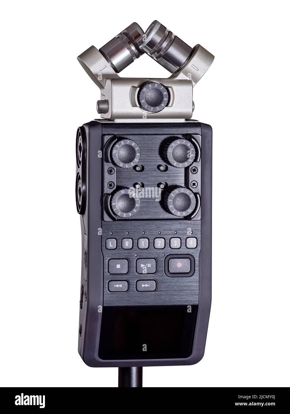 Field recorder and microphone isolated on white background Stock Photo