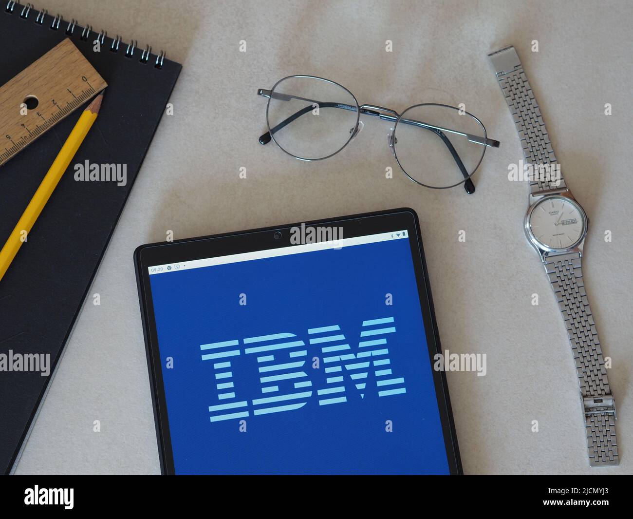 In this photo illustration International Business Machines Corporation