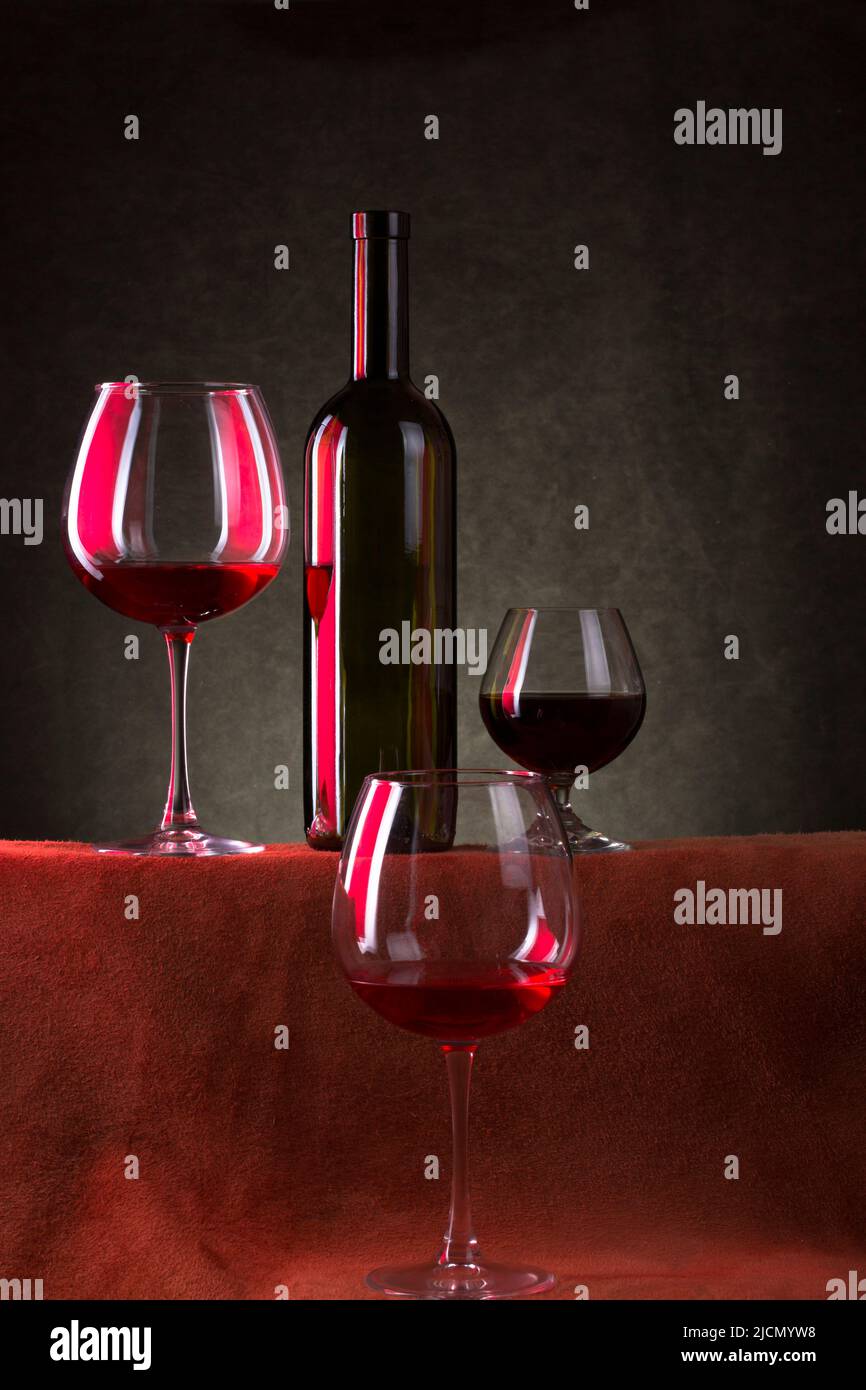 Still life wine bottles glasses hi-res stock photography and images - Alamy