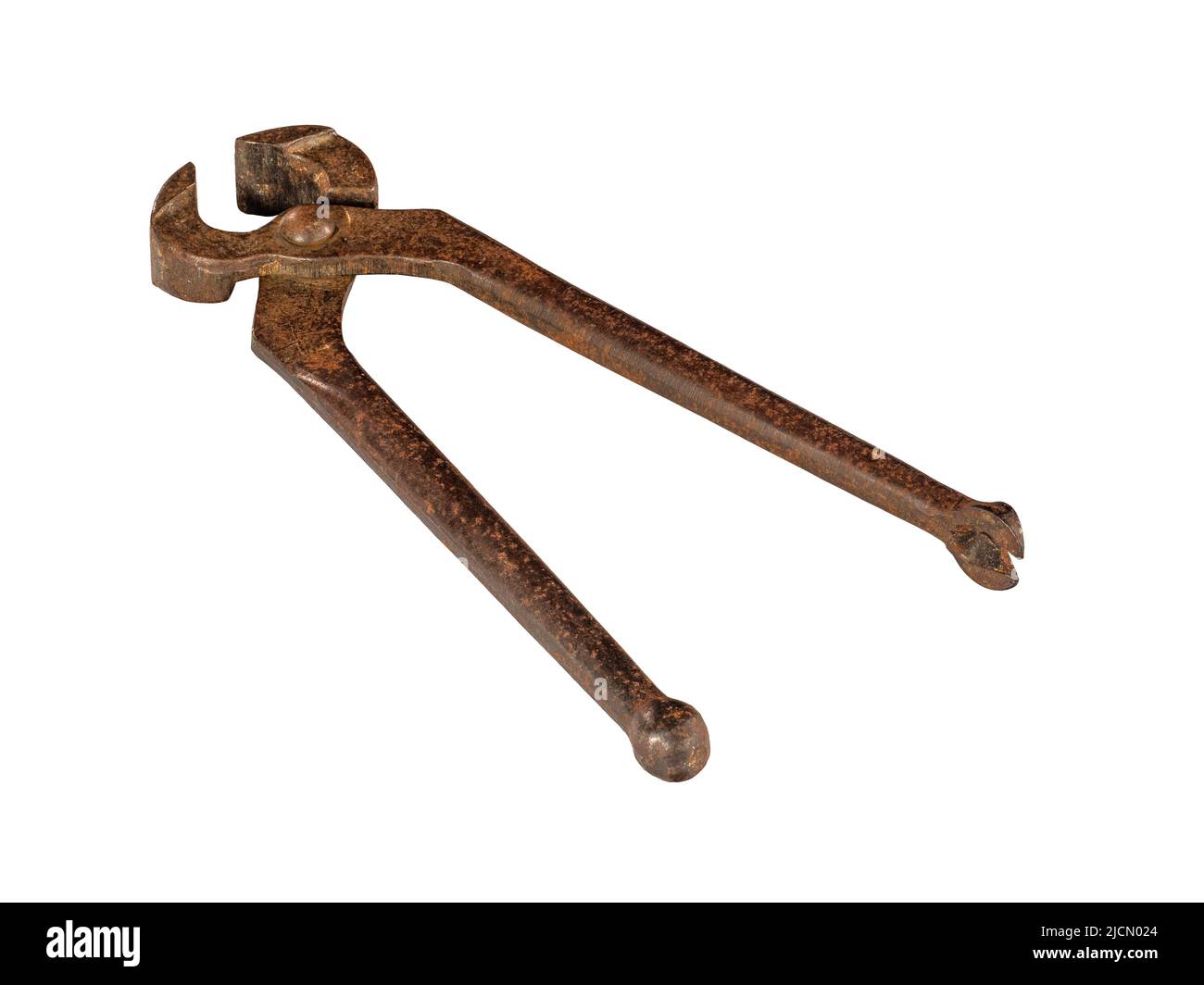 Old rusty cutting pliers isolated on white background Stock Photo