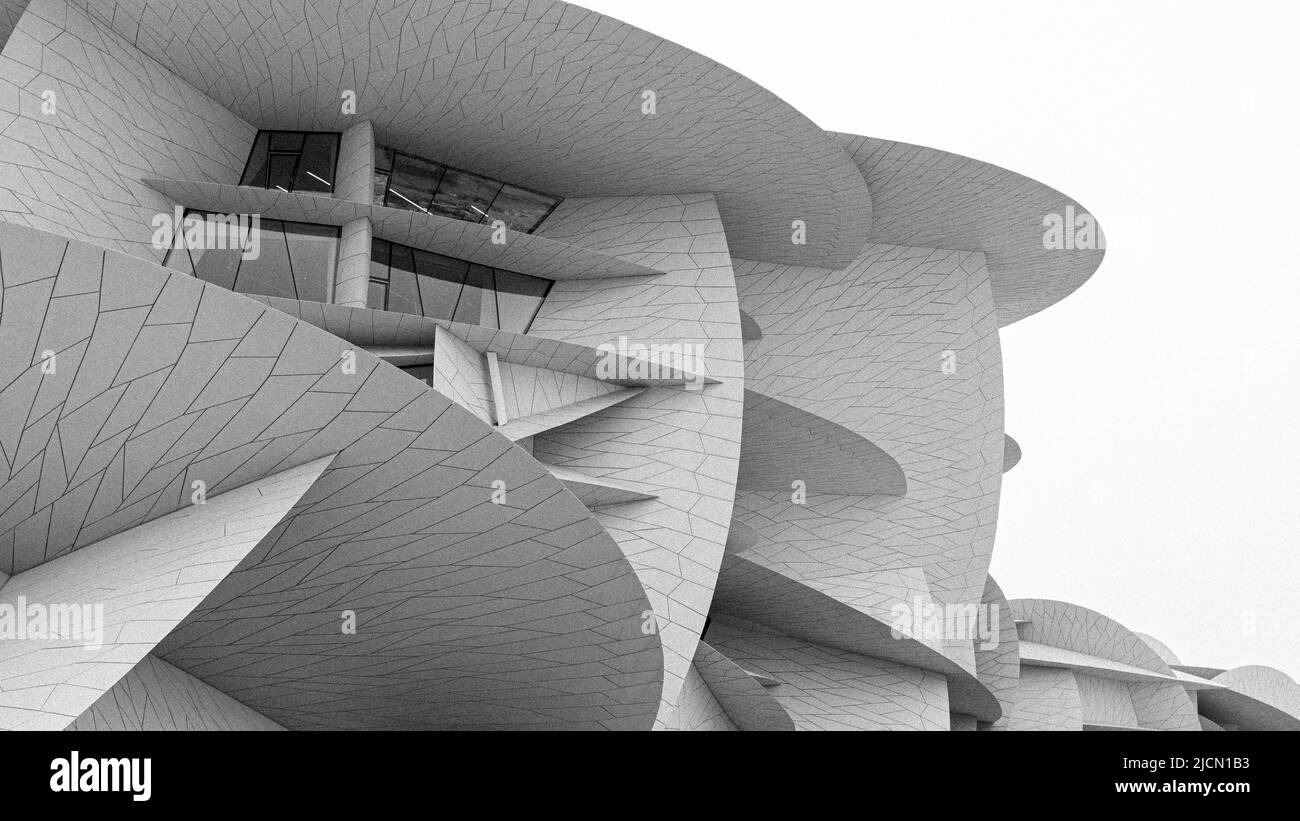 Doha, Qatar- May 05,2022 : National museum of qatar in the doha city. Stock Photo