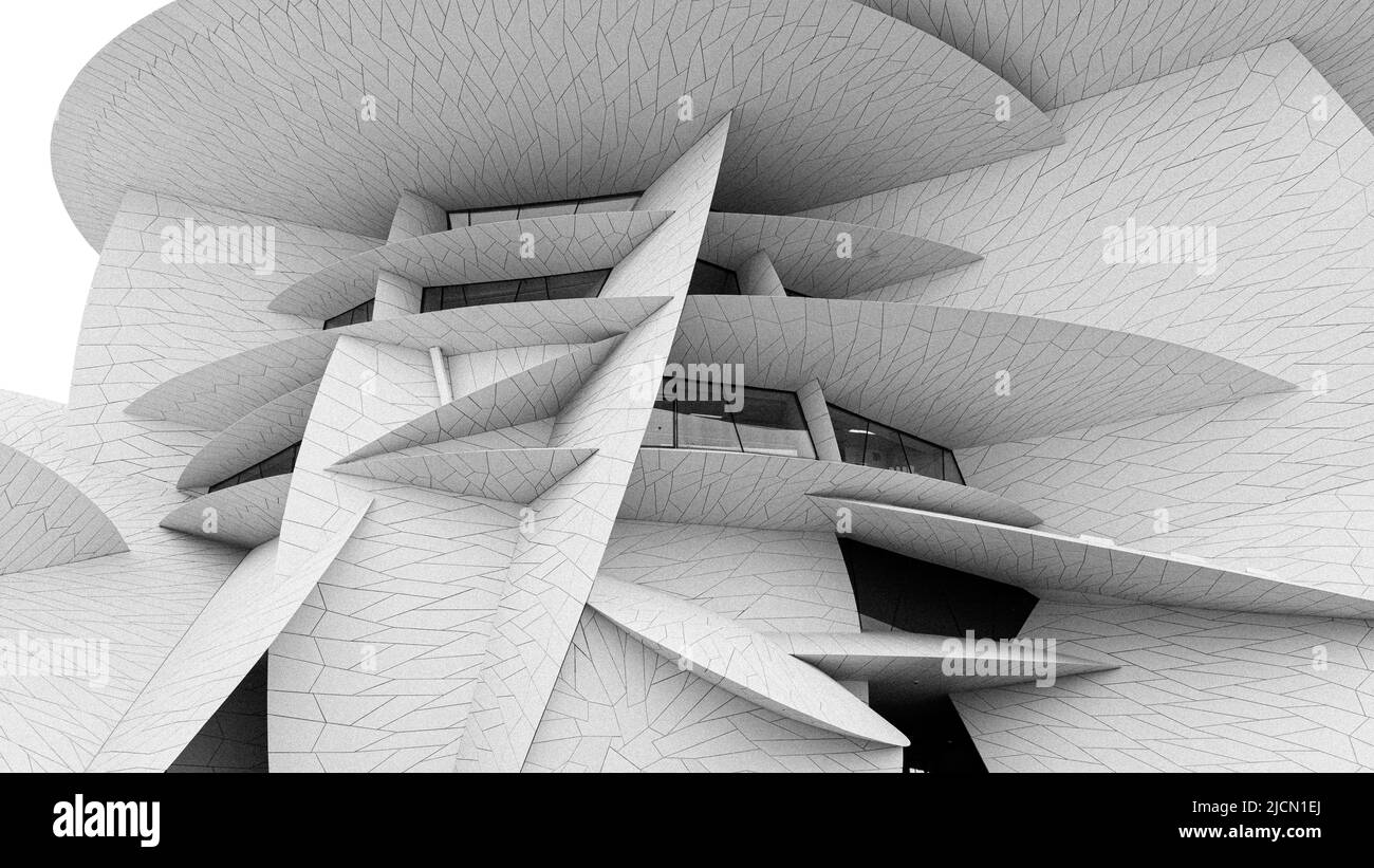 Doha, Qatar- May 05,2022 : National museum of qatar in the doha city. Stock Photo