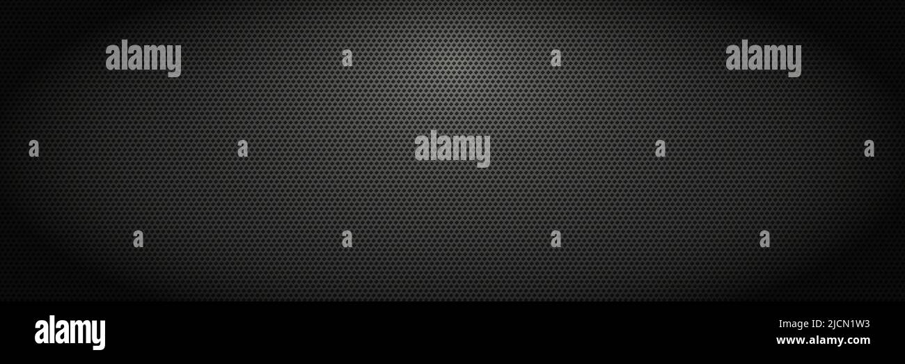 Perforated metal. Dark sheet plate with perforation holes, black metallic vector background Stock Vector