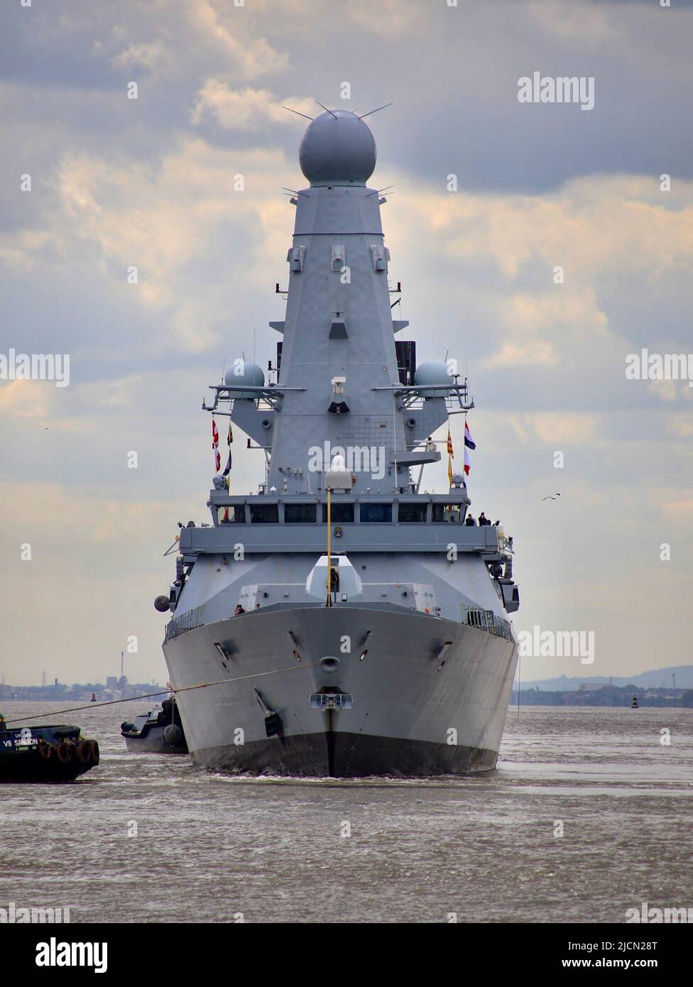 HMS Dauntless leaving Cammell Lairds Stock Photo