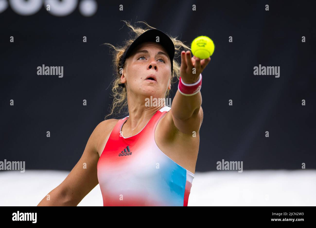 Leolia Jeanjean of France in action against Stefanie Voegele of Switzerland  during the second qualifications round at the 2022 bett1Open WTA 500 tennis  tournament on June 12, 2022 at Rot-Weiss Tennis Club