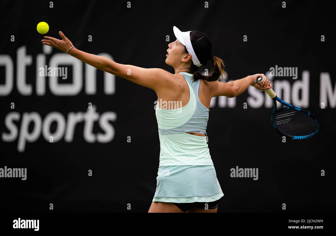 Xinyu Wang of China in action against Anna-Lena Friedsam of Germany during the second qualifications round of the 2022 bett1Open WTA 500 tennis tournament on June 12, 2022 at Rot-Weiss Tennis Club in Berlin, Germany - Photo: Rob Prange/DPPI/LiveMedia Stock Photo