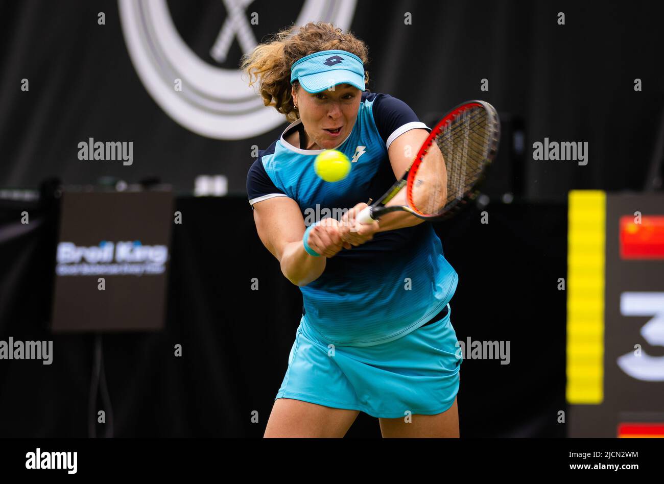 Anna-Lena Friedsam of Germany in action against Xinyu Wang of China during the second qualifications round of the 2022 bett1Open WTA 500 tennis tournament on June 12, 2022 at Rot-Weiss Tennis Club in Berlin, Germany - Photo: Rob Prange/DPPI/LiveMedia Stock Photo