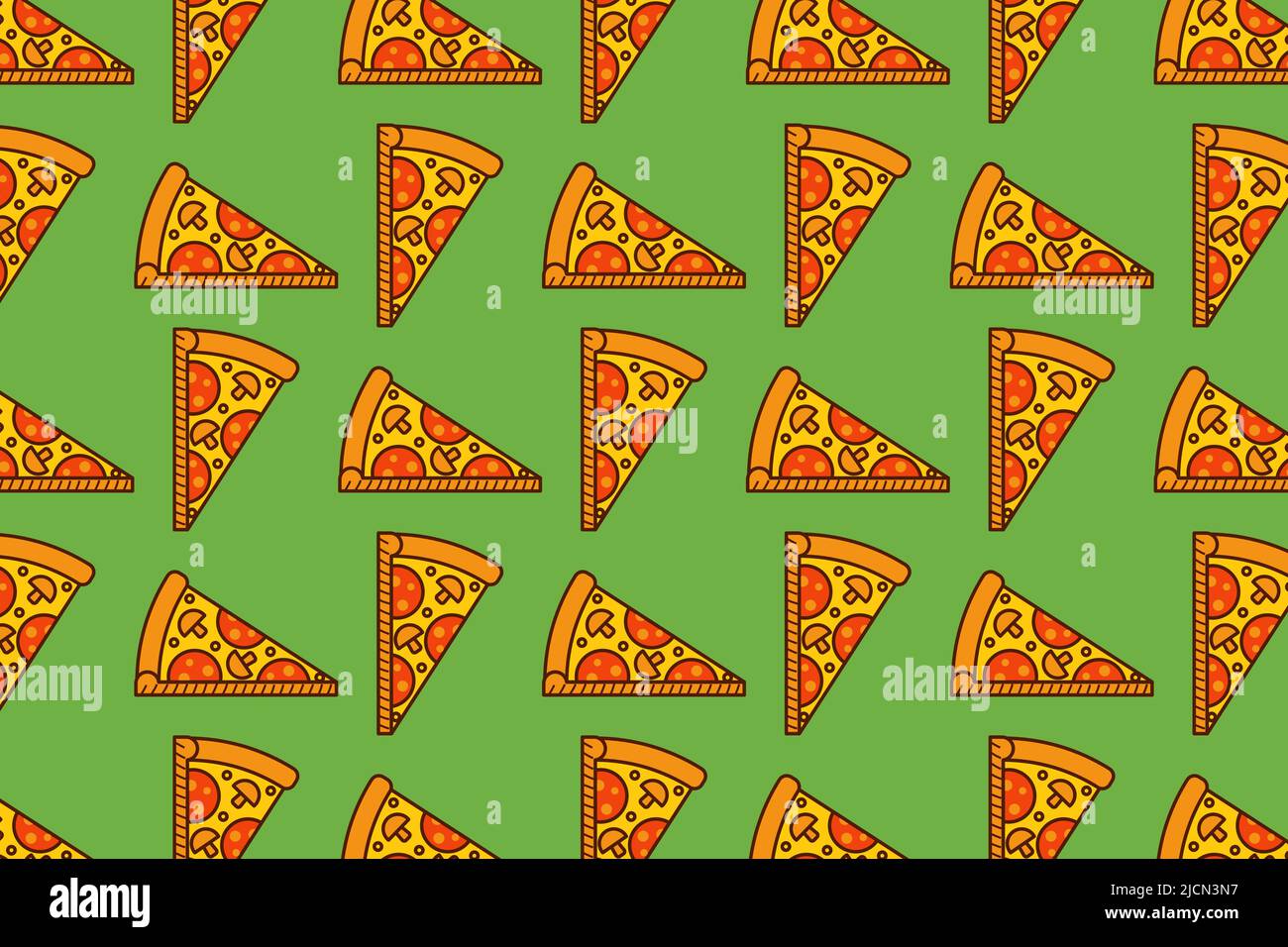 Pizza Slice seamless pattern on green background Stock Vector
