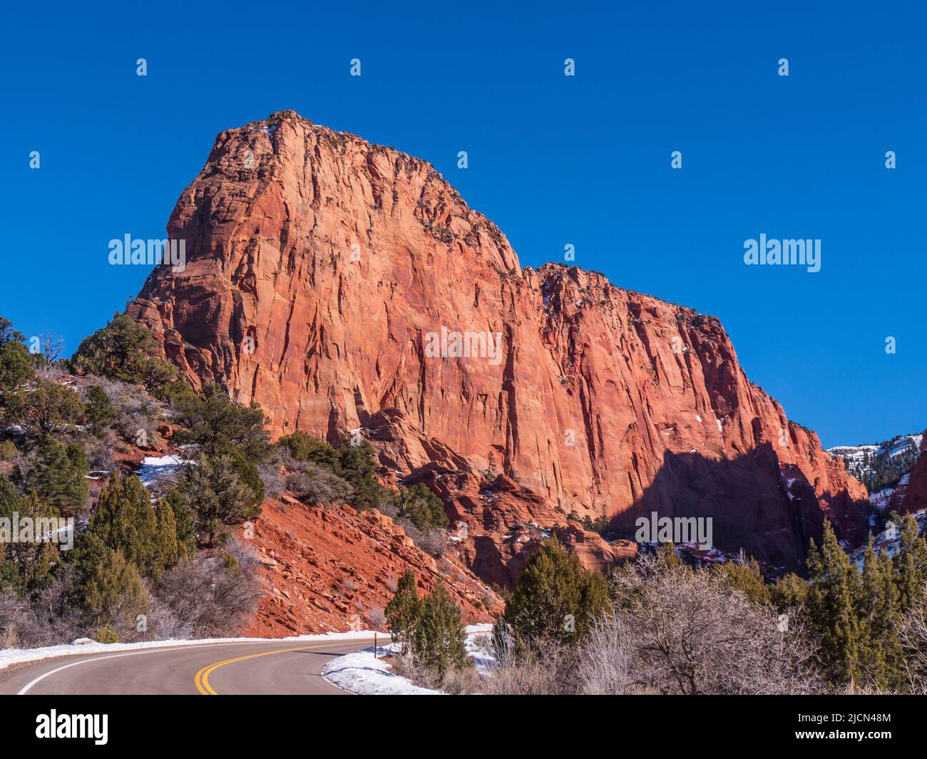 Cliffs, Kolob Canyons, winter, Zion National Park, Utah. Stock Photo