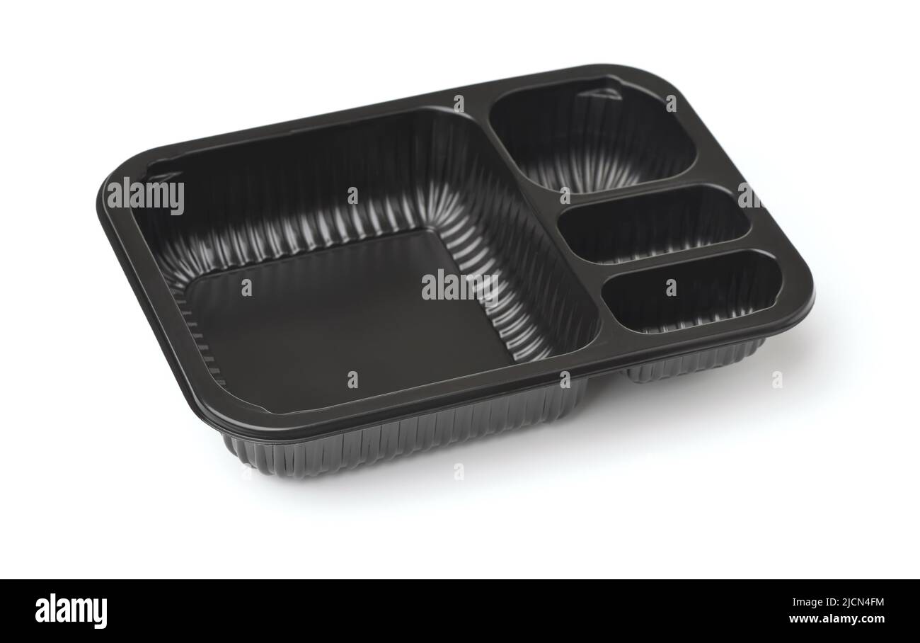 Empty disposable plastic four compartment divided sushi food tray