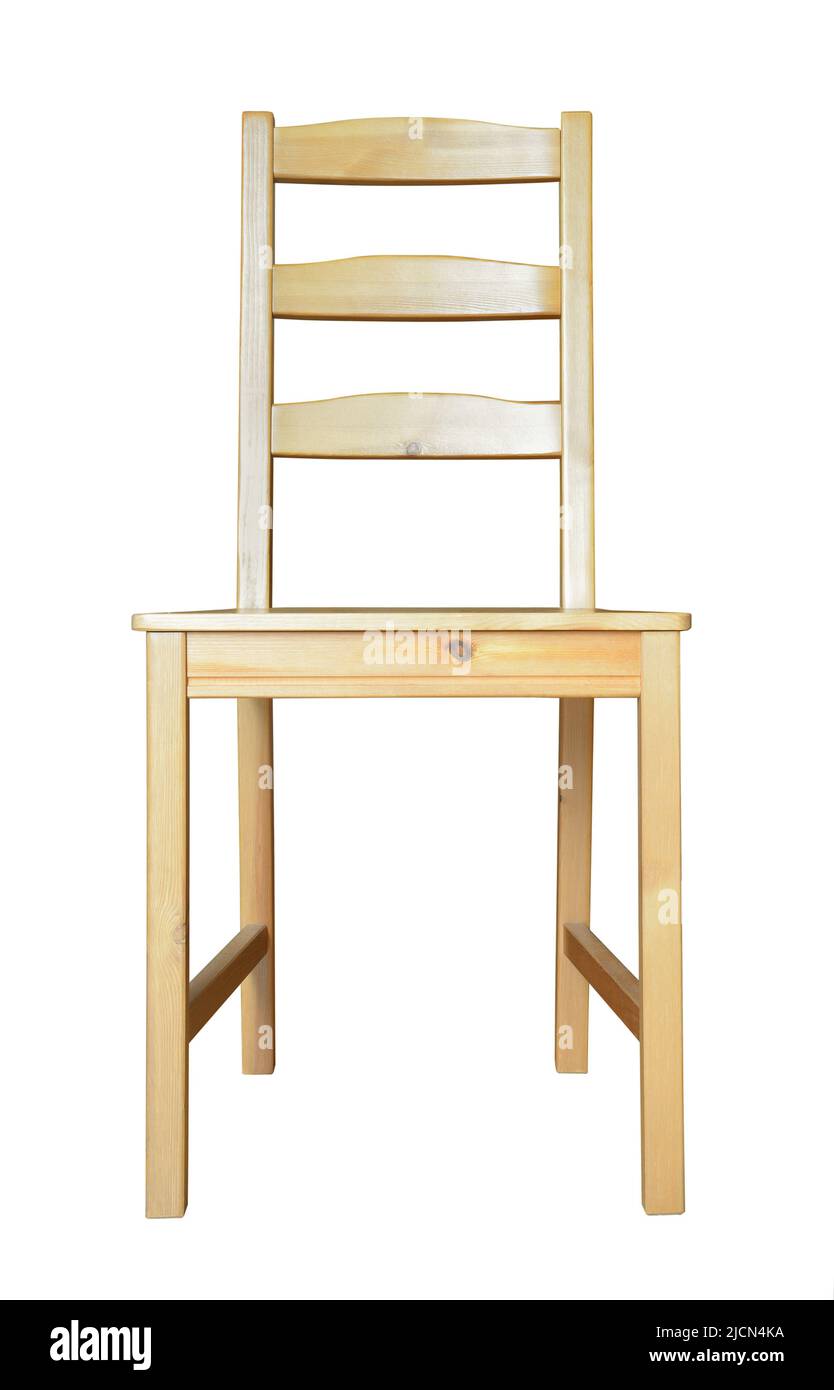 Front view of wooden chair isolated on white Stock Photo Alamy