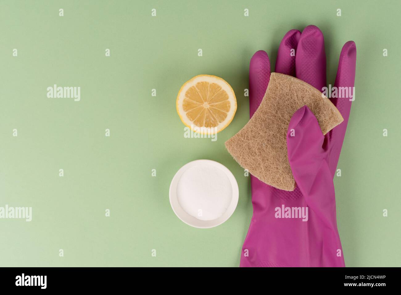 Natural household cleaners natural sponge with baking soda or citric