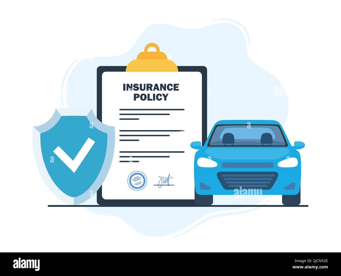 Automotive Insurance Car insurance concept. Insurance policy on clipboard and car. Document ...