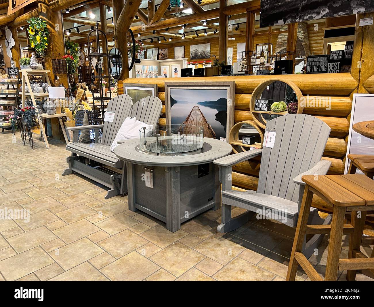 Springfield, IL USA May 2, 2022 A display of outdoor furniture for sale at the Scheels