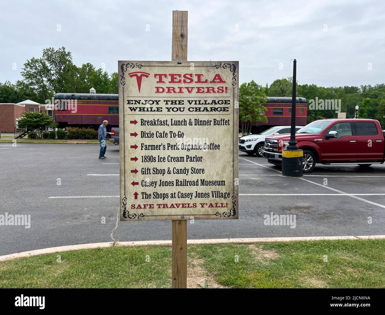Jackson, TN USA May 3, 2022A sign for Tesla Supercharger customers