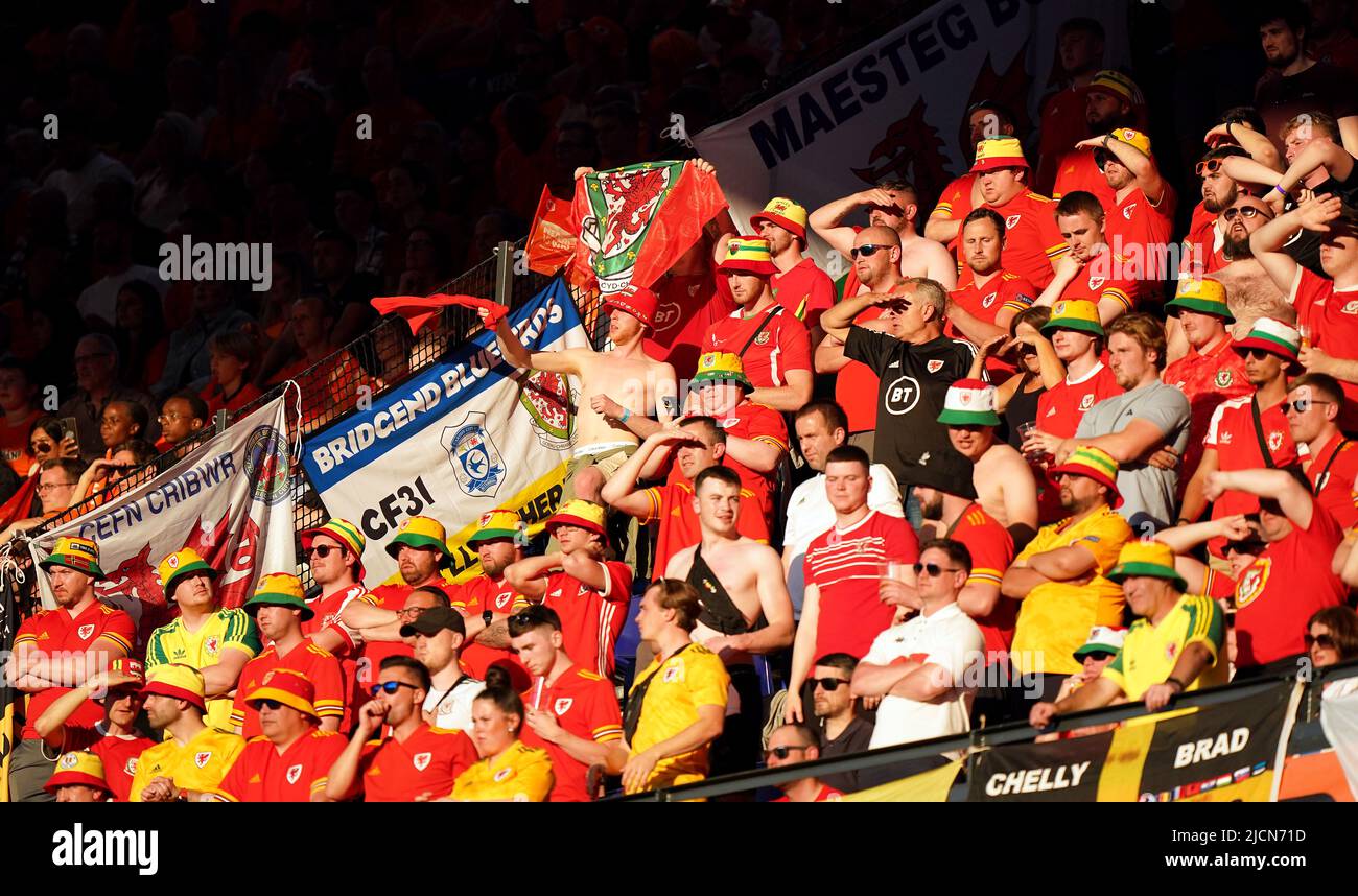 Wales fans in the stands during the UEFA Nations League match at the