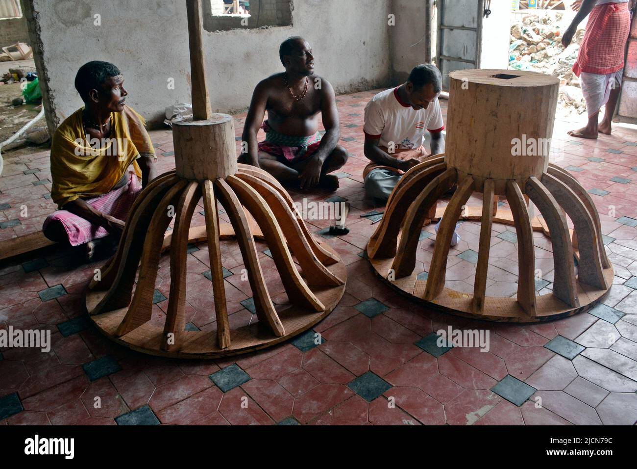 wooden construction work at puri odisha india Stock Photo