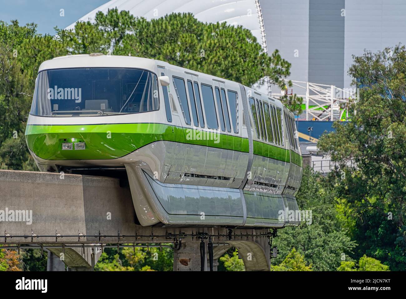 Monorail Green train at Disney World resort in Florida Stock Photo