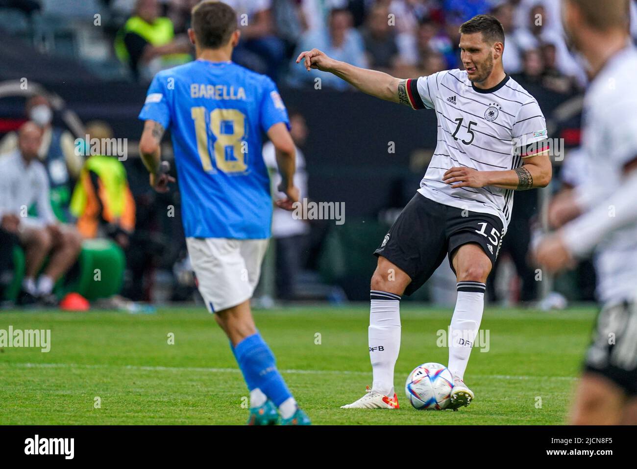 MöNCHENGLADBACH, GERMANY - JUNE 14: Niklas Sule of Germany during the UEFA Nations League match between Germany and Italy at Borussia-Park on June 14, 2022 in Mönchengladbach, Germany (Photo by Joris Verwijst/Orange Pictures) Stock Photo